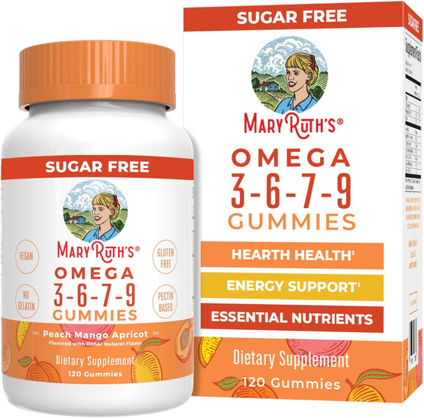 Maryruth Organics Vegan Omega 3 6 7 9 Gummies by | Up to 4 Month Supply | Omega 3 Supplement with Flaxseed Oil | Omega 3 Gummies | No Fish Taste | Non-GMO | 120 Count