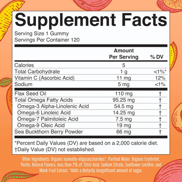 Maryruth Organics Vegan Omega 3 6 7 9 Gummies by | Up to 4 Month Supply | Omega 3 Supplement with Flaxseed Oil | Omega 3 Gummies | No Fish Taste | Non-GMO | 120 Count