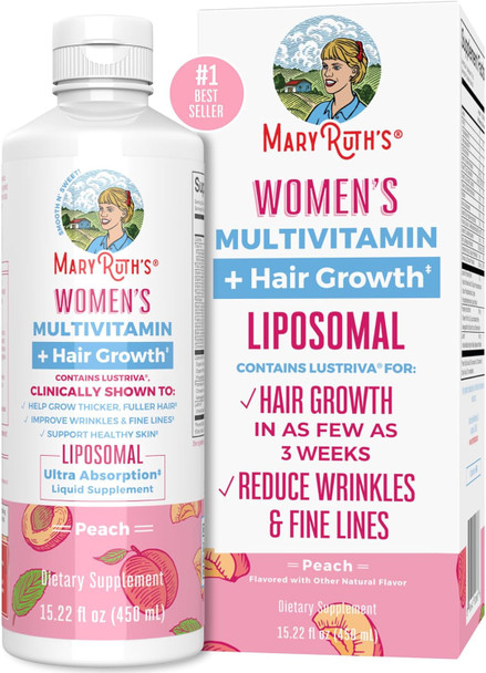 Maryruth Organics Women's Multivitamin+Lustriva Hair Growth Menopause Support & Daily Liquid Multimineral 3-Pack Bundle for Hair Support Skin Health Immune Support Gut Health and Sleep Support