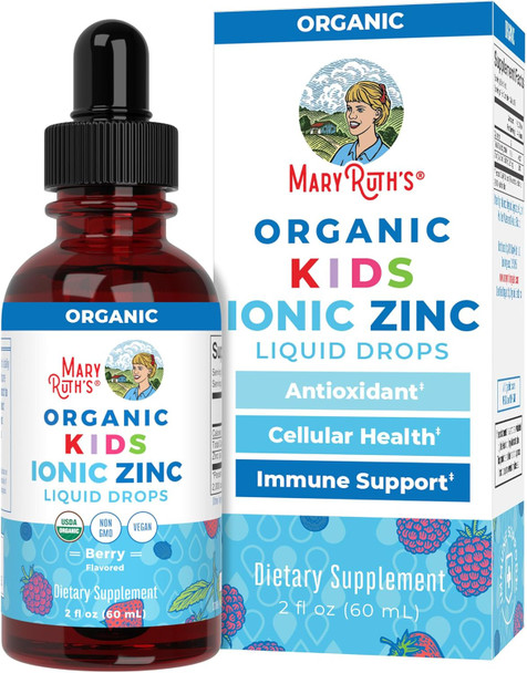 Maryruth Organics Zinc Supplements for Immune Support Liquid Zinc Supplement Immune Support Supplement for Kids Ages 4-13 Zinc Sulfate Vegan USDA Organic Glycerin Based 2 Fl Oz