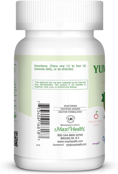 Maxi Health Chewable Vitamin C - Zinc lozenges - Immune Booster - Cherry Flavor - 180 Chewies - Kosher