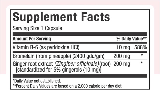 Maxi Health Gingermax - Ginger - Bromelain & Vitamin B6 - Digestion Health - 60 Capsules - Kosher