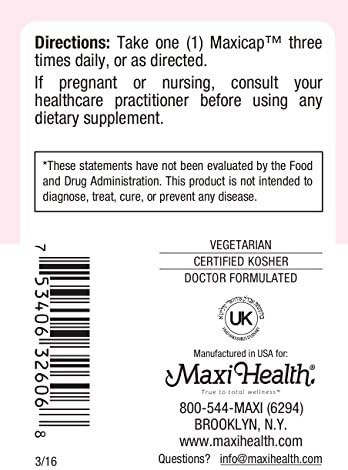 Maxi Health Gingermax - Ginger - Bromelain & Vitamin B6 - Digestion Health - 60 Capsules - Kosher