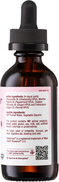 Maxi Health Homeopathic Gripe Water for Baby's - Infant Colic Hiccup Gas Relief | Premium Herbal Fast Acting Drops (Unflavored 59 mL (Pack of 2))