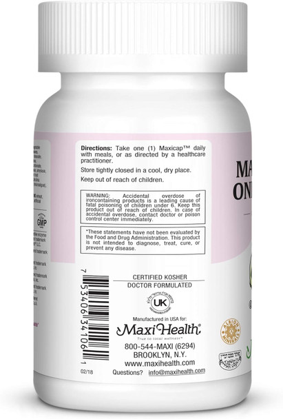 Maxi Health Maxi One Per Day Prenatal Formula with Methylated Folate and Gentle Iron 60 Count