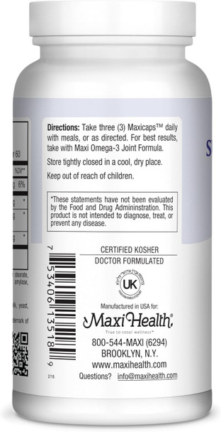Maxi Health Super Glucosamine Complex - Joint Formula - with MSM - 180 Capsules - Kosher