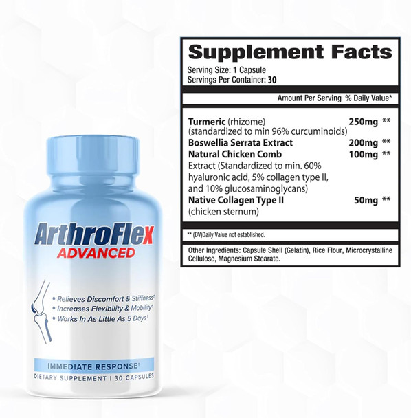 Maxlife Naturals Advanced Joint Support Supplement for Men & Women - Joint Health Supplement - Flexibility & Strength - Discomfort Relief - 30 Servings with Type II Collagen Turmeric Curcumin Boswellia Serrata