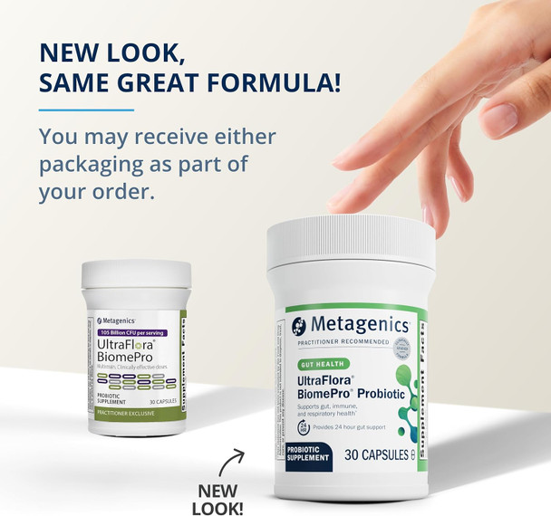 Metagenics UltraFlora BiomePro - Daily Multistrain Probiotic - Digestive Health - Immune Support Supplement - Shelf-Stable Probiotic - 30 Capsules