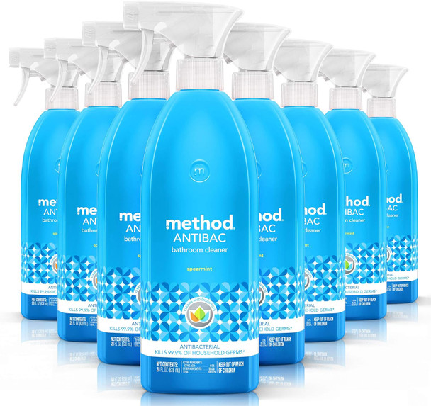 Method Antibacterial Bathroom Cleaner Kills 99.9% of household germs Spearmint 28 Fl Oz (Pack of 8)