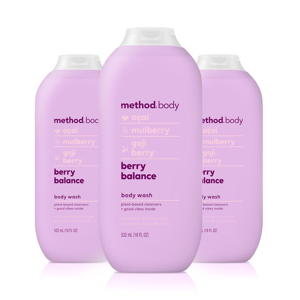 Method Body Wash Berry Balance 18 Ounces (Pack of 3)