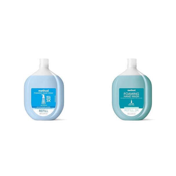 Method Foaming Hand Soap Refill Sea Minerals Recyclable Bottle Biodegradable Formula 28 oz (Pack of 1) & Foaming Hand Soap Refill Waterfall 28 Ounce 1 pack