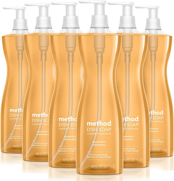 Method Gel Dish Soap Clementine Biodegradable Formula Tough on Grease 18 Fl Oz (Pack of 6)