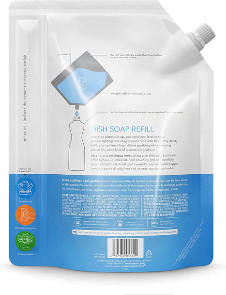 Method Gel Dish Soap Refill Sea Minerals Biodegradable Formula Tough on Grease 36 Fl Oz (Pack of 2)