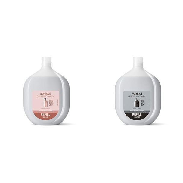 Method Gel Hand Soap Refills Vanilla + Raspberry And Vetiver + Amber Scents Biodegradable Formula 34 Fl Oz (2 Pack)
