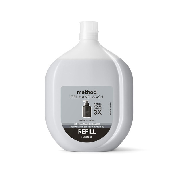 Method Gel Hand Soap Refills Vanilla + Raspberry And Vetiver + Amber Scents Biodegradable Formula 34 Fl Oz (2 Pack)