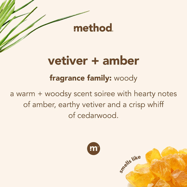 Method Gel Hand Soap Vetiver + Amber Reusable Black Aluminum Bottle Biodegradable Formula 12 oz (Pack of 3)