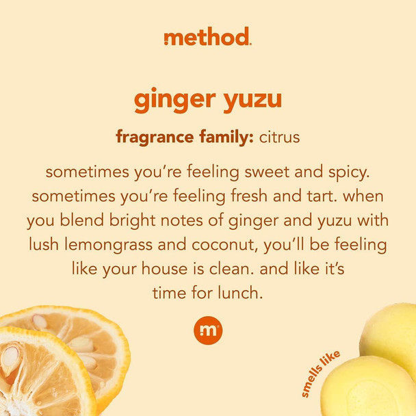 Method Hardwood Floor Cleaner Squirt + Mop Bottle Ginger Yuzu For Sealed Hardwood and Laminate Floors 25 Fl Oz (Pack of 2)