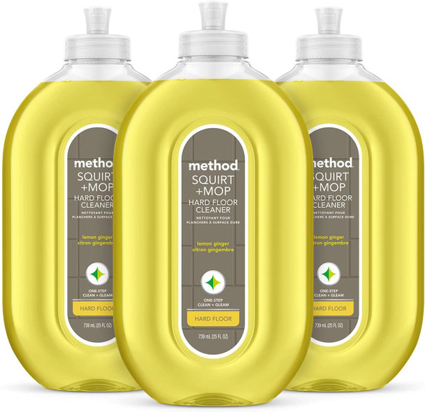 Method Squirt + Mop Hard Floor Cleaner Lemon Ginger 25 Ounce 3 pack Packaging May Vary