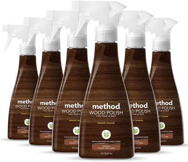 Method Wood Polish Almond For Wood Surfaces Furniture and Cabinets 14 Ounces (Pack of 6)
