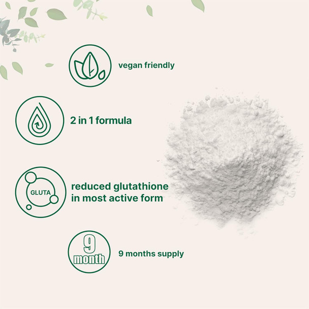 Micro Ingredients Glutathione Supplement Pure Glutathione Reduced Powder with Inositol 5 Ounce (9 Months Supply) 2 in 1 Formula Powerful Ingredients for Antioxidants Supports Liver Function Vegan