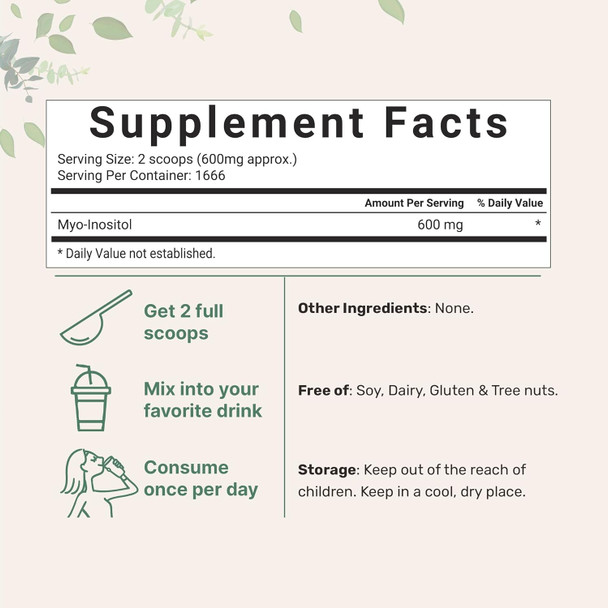 Micro Ingredients Pure Inositol Powder Myo-Inositol B8 Powder 1KG (2.2 Pounds) Strongly Supports Liver Health & Antioxidant Super Inositol for Hair and Inositol for Sleep Non-GMO and Vegan Friendly