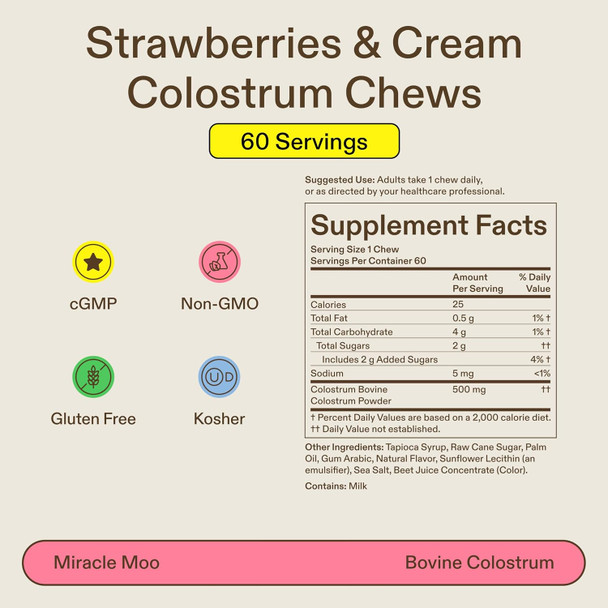 Miracle Moo Colostrum Capsules (unflavored) + Colostrum Chews (Strawberry)