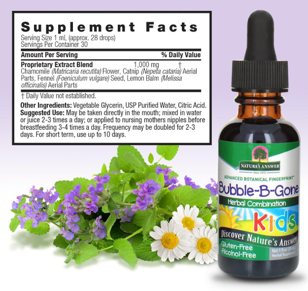 Nature'S Answer - Kid-Bubble-B-Gone 1oz Alcohol Liquid Colic Gas Relief in Infants and Children