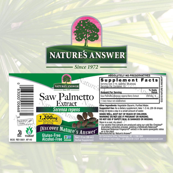 Nature'S Answer Alcohol Saw Palmetto Berry 1 Fluid Ounce (2 Pack) | Prostate Support | Natural Urinary Health | Promotes Hair Growth