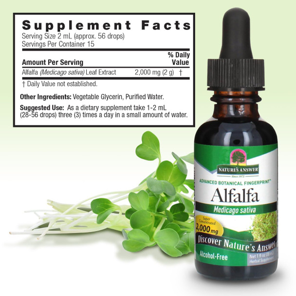 Nature'S Answer Alcohol- Alfalfa Herb Extract 1-Fluid Ounce Supports Immune System Blood Digestion Energy Levels - Helps with Detoxification