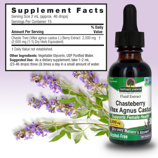 Nature'S Answer Alcohol- Vitex Berry 1-Fluid Ounce | Promotes Hormonal Balance | Ovulation Support | Menopausal Support