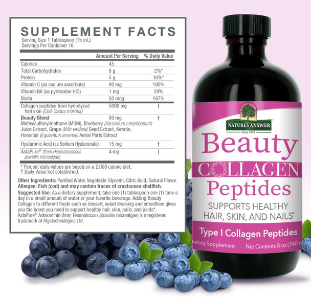 Nature'S Answer Beauty Collagen Peptides 8 Fluid Ounces | Hair Skin & Nail Support | Gluten- | Alcohol- | Non-GMO | Cruelty- | Single Count Nature'S Answer Beauty Collagen Peptides 8 Fluid Ounces | Hair Skin & Nail Support | Gluten- | Alcohol- | Non-GMO | Cruelty- | Single Count