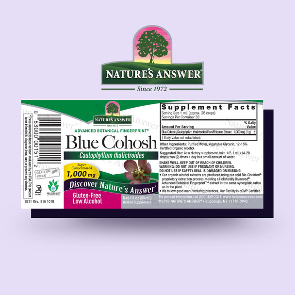 Nature'S Answer Blue Cohosh Root with Organic Alcohol 1-Fluid Ounce | Childbirth Support | Hot Flash Reliever Menopausal Aid | Women's Health Nature'S Answer Blue Cohosh Root with Organic Alcohol 1-Fluid Ounce | Childbirth Support | Hot Flash Reliever Menopausal Aid | Women's Health