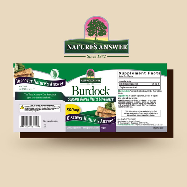 Nature'S Answer Burdock Root 500mg 90-Capsules | Natural Detoxifier | Promotes Blood Circulation | Joint & Skin Support | Liver & Kidney Function | Gluten- Non-GMO Vegan | Single Count Nature'S Answer Burdock Root 500mg 90-Capsules | Natural Detoxifier | Promotes Blood Circulation | Joint & Skin Support | Liver & Kidney Function | Gluten- Non-GMO Vegan | Single Count