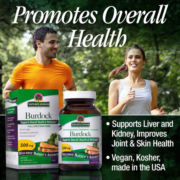 Nature'S Answer Burdock Root 500mg 90-Capsules | Natural Detoxifier | Promotes Blood Circulation | Joint & Skin Support | Liver & Kidney Function | Gluten- Non-GMO Vegan | Single Count Nature'S Answer Burdock Root 500mg 90-Capsules | Natural Detoxifier | Promotes Blood Circulation | Joint & Skin Support | Liver & Kidney Function | Gluten- Non-GMO Vegan | Single Count