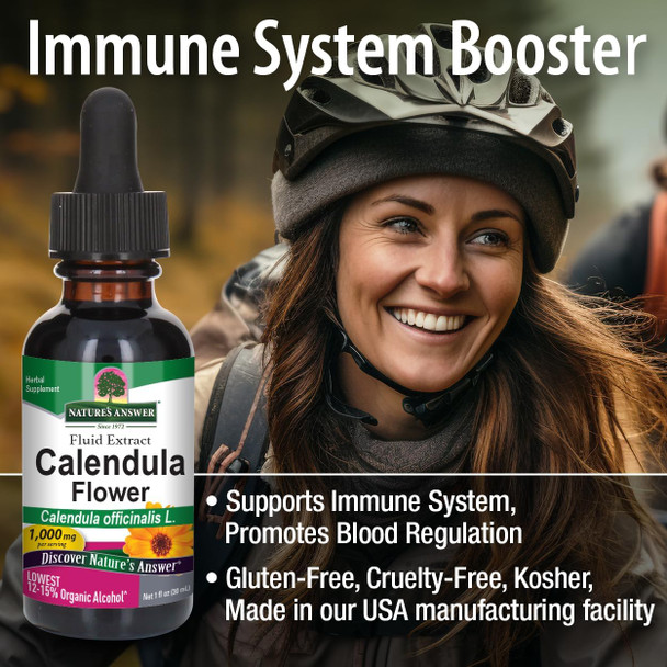 Nature'S Answer Calendula Flowers with Organic Alcohol 1-Fluid Ounce | Immune Support | Promotes Blood Regulation | Natural Metabolizer