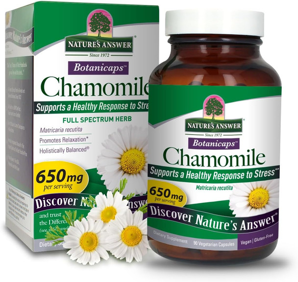 Nature'S Answer Chamomile Flower 90 Vegetarian Capsules | Relaxation Support | Helps with Digestion | Natural Calming Aid (Pack of 1) Nature'S Answer Chamomile Flower 90 Vegetarian Capsules | Relaxation Support | Helps with Digestion | Natural Calming Aid (Pack of 1)