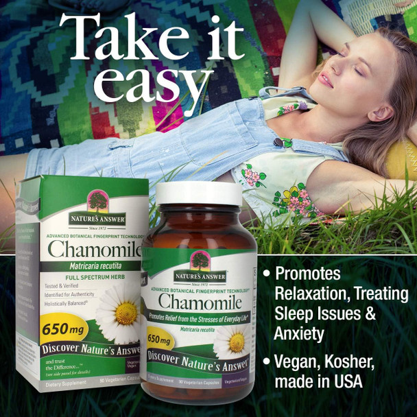Nature'S Answer Chamomile Flower 90 Vegetarian Capsules | Relaxation Support | Helps with Digestion | Natural Calming Aid (Pack of 1) Nature'S Answer Chamomile Flower 90 Vegetarian Capsules | Relaxation Support | Helps with Digestion | Natural Calming Aid (Pack of 1)