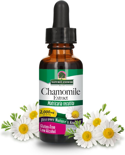 Nature'S Answer Chamomile Flower with Organic-Alcohol 2000mg 1oz Extract | Mood Support | Digestion Support | Gluten- Non-GMO Vegan No Artificial Flavors or Preservatives | Single Count