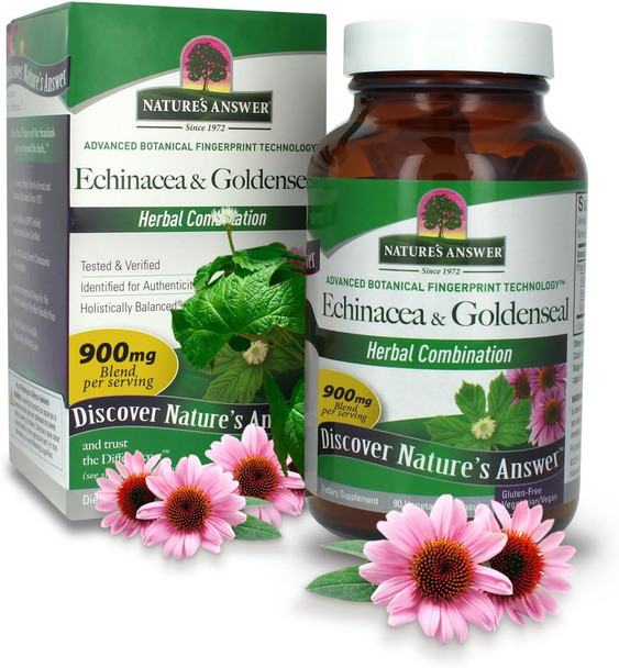 Nature'S Answer Echinacea & Goldenseal | Dietary Supplement | Supports a Healthy Immune System | Non-GMO & Kosher | Vegetarian/Vegan Capsules 90ct
