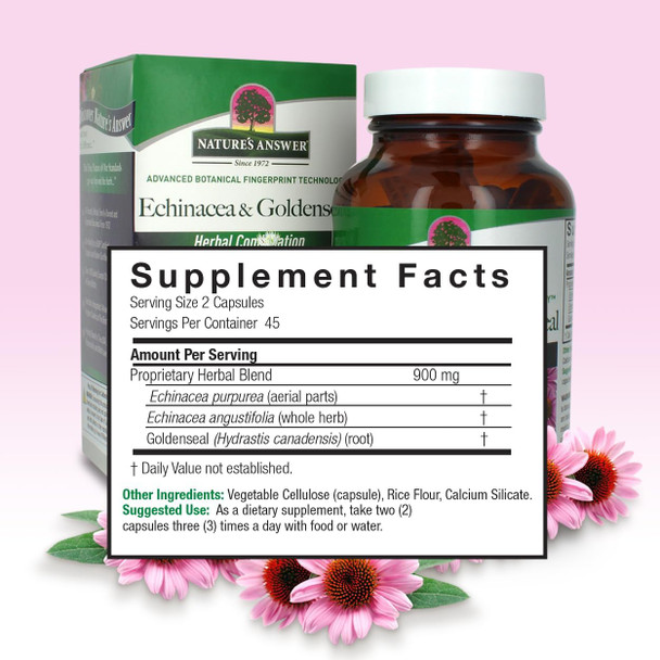 Nature'S Answer Echinacea & Goldenseal | Dietary Supplement | Supports a Healthy Immune System | Non-GMO & Kosher | Vegetarian/Vegan Capsules 90ct