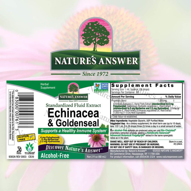 Nature'S Answer Enchinacea & Goldseal | Supports a Healthy Immune System | Super Concentrated Pure Extract | Alcohol- Gluten- Vegan & Kosher 2oz