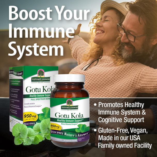 Nature'S Answer Gotu-Kola Herb Capsules 90 Count | Promotes Longevity and Vitality | Supports Cognitive Function | Natural Energy Booster