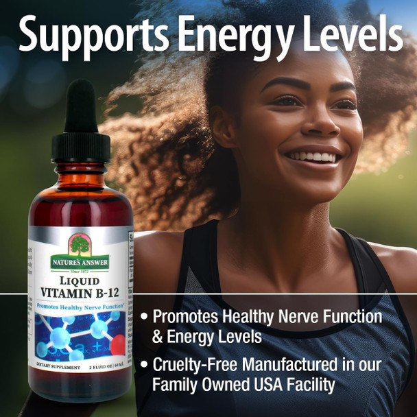 Nature'S Answer Liquid Vitamin B-12 | Promotes Healthy Nerve Function & Energy Levels | Naturally Flavored & Gluten- 2oz