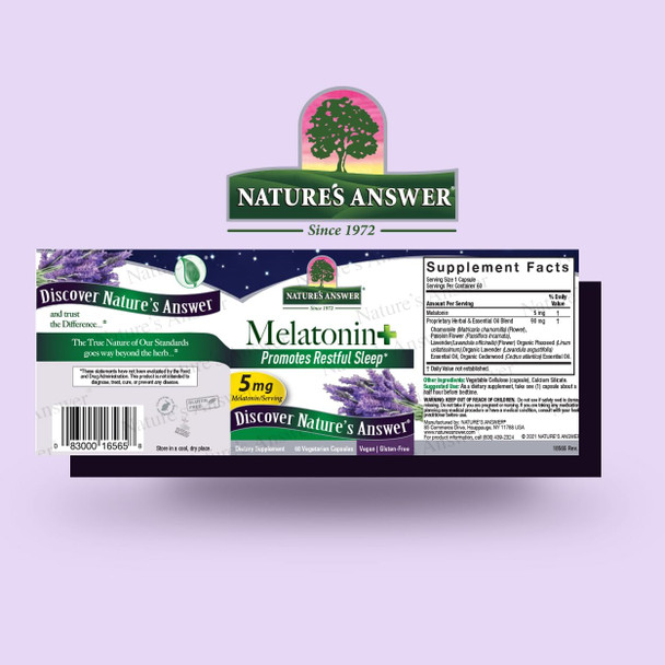 Nature'S Answer Melatonin 5mg 60-Capsules | Promotes Restful Sleep | Melatonin + Essential Oils Lavender Calms and Relaxes | Single Count Nature'S Answer Melatonin 5mg 60-Capsules | Promotes Restful Sleep | Melatonin + Essential Oils Lavender Calms and Relaxes | Single Count