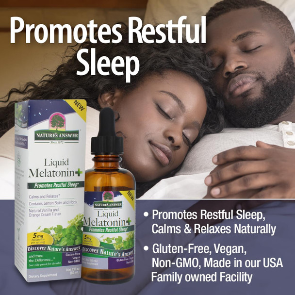 Nature'S Answer Melatonin Plus Lemon Balm & Hops 2 Ounce Liquid | Promotes Relaxation | Supports Sleep | Non GMO | Gluten | Vegan |