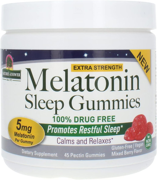 Nature'S Answer Melatonin Sleep Gummies 5mg 45-Gummies | Promotes Restful Sleep Calms and Relaxes | Gluten Non-GMO Gelatin | Single Count
