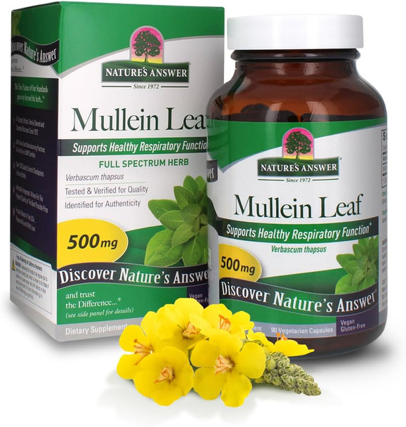 Nature'S Answer Mullein Leaf Capsules 90 - Alcohol Vegetarian Vegan Gluten - Mullein capsuels for Lungs Mullein herb - Supports Respiratory Function & Lung Health Nature'S Answer Mullein Leaf Capsules 90 - Alcohol Vegetarian Vegan Gluten - Mullein capsuels for Lungs Mullein herb - Supports Respiratory Function & Lung Health