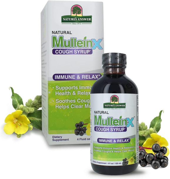 Nature'S Answer Mullein-X Immune & Relax Cough Syrup | 4 Fluid Ounces | Supports Immune & Relaxation | Soothes Cough & Clears Mucus | Non GMO Gluten