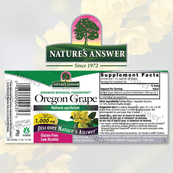 Nature'S Answer Oregon Grape Root with Low Organic-Alcohol 1oz Extract | Supports Overall Wellness | Vegan Non-GMO Gluten Kosher | Single Count
