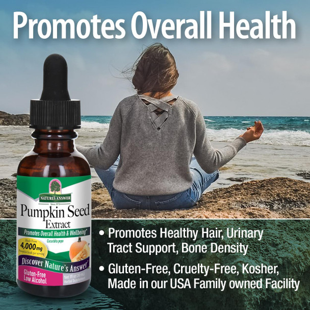 Nature'S Answer Pumpkin Seed with Organic Alcohol 4000mg 1oz Extract | Packed with Omega 3 | Promotes Hair Growth | Urinary Tract Support | Prostate & Bladder Function | Single Count Nature'S Answer Pumpkin Seed with Organic Alcohol 4000mg 1oz Extract | Packed with Omega 3 | Promotes Hair Growth | Urinary Tract Support | Prostate & Bladder Function | Single Count